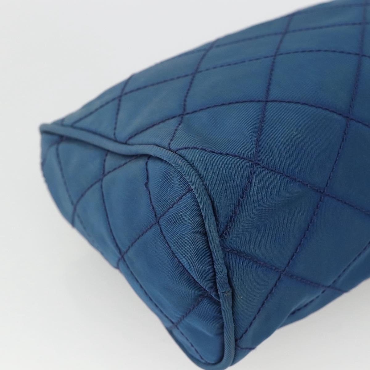PRADA Pouch Nylon Blue Silver Auth bs34108