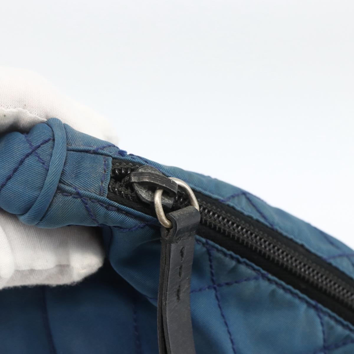 PRADA Pouch Nylon Blue Silver Auth bs34108