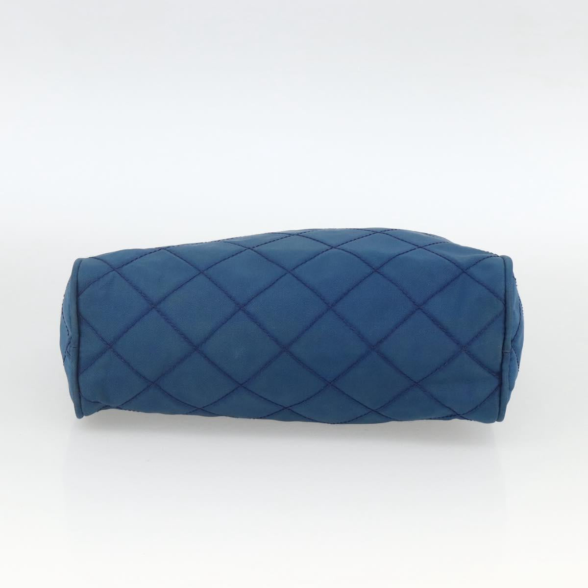 PRADA Pouch Nylon Blue Silver Auth bs34108