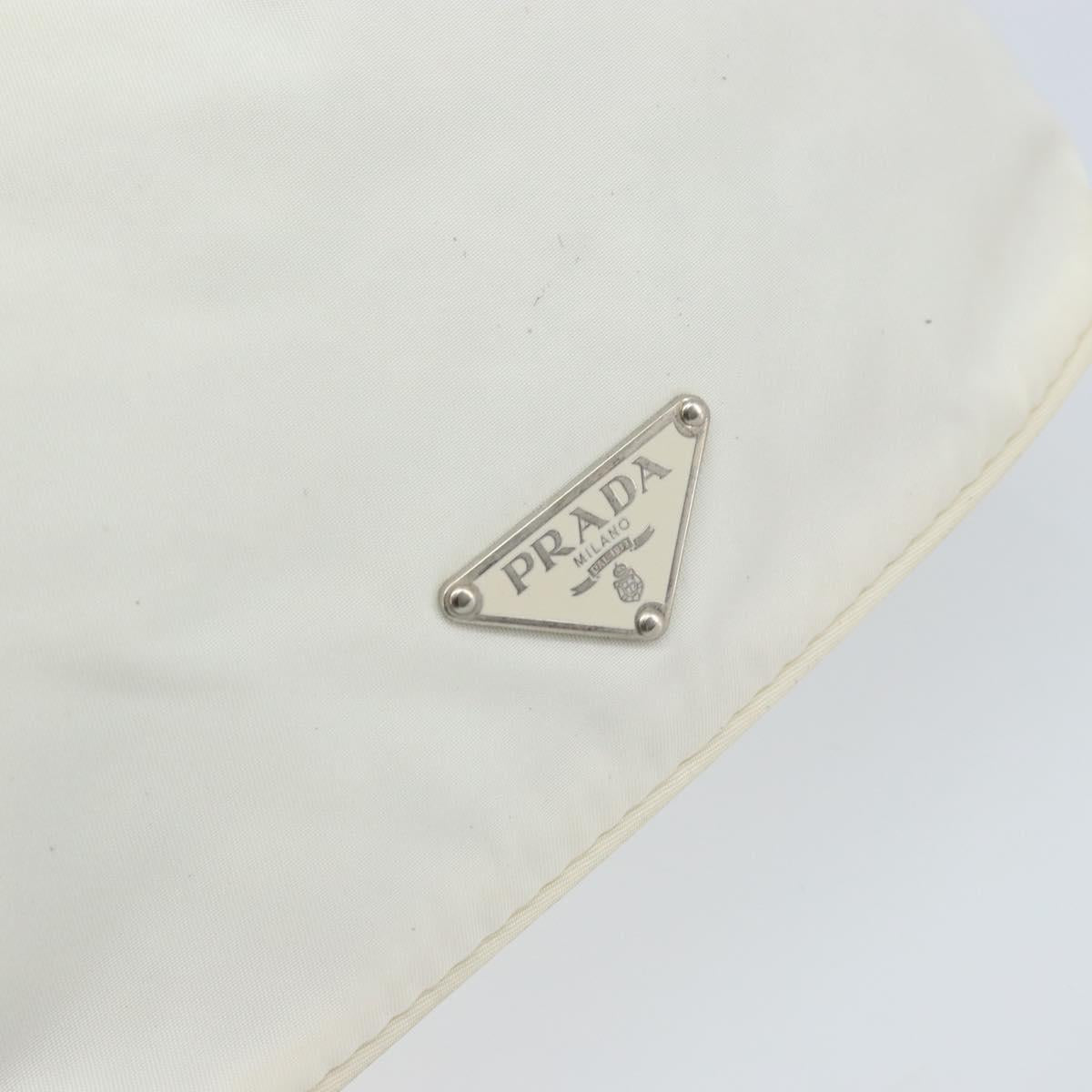 PRADA Hand Bag Nylon Silver White Auth bs34109