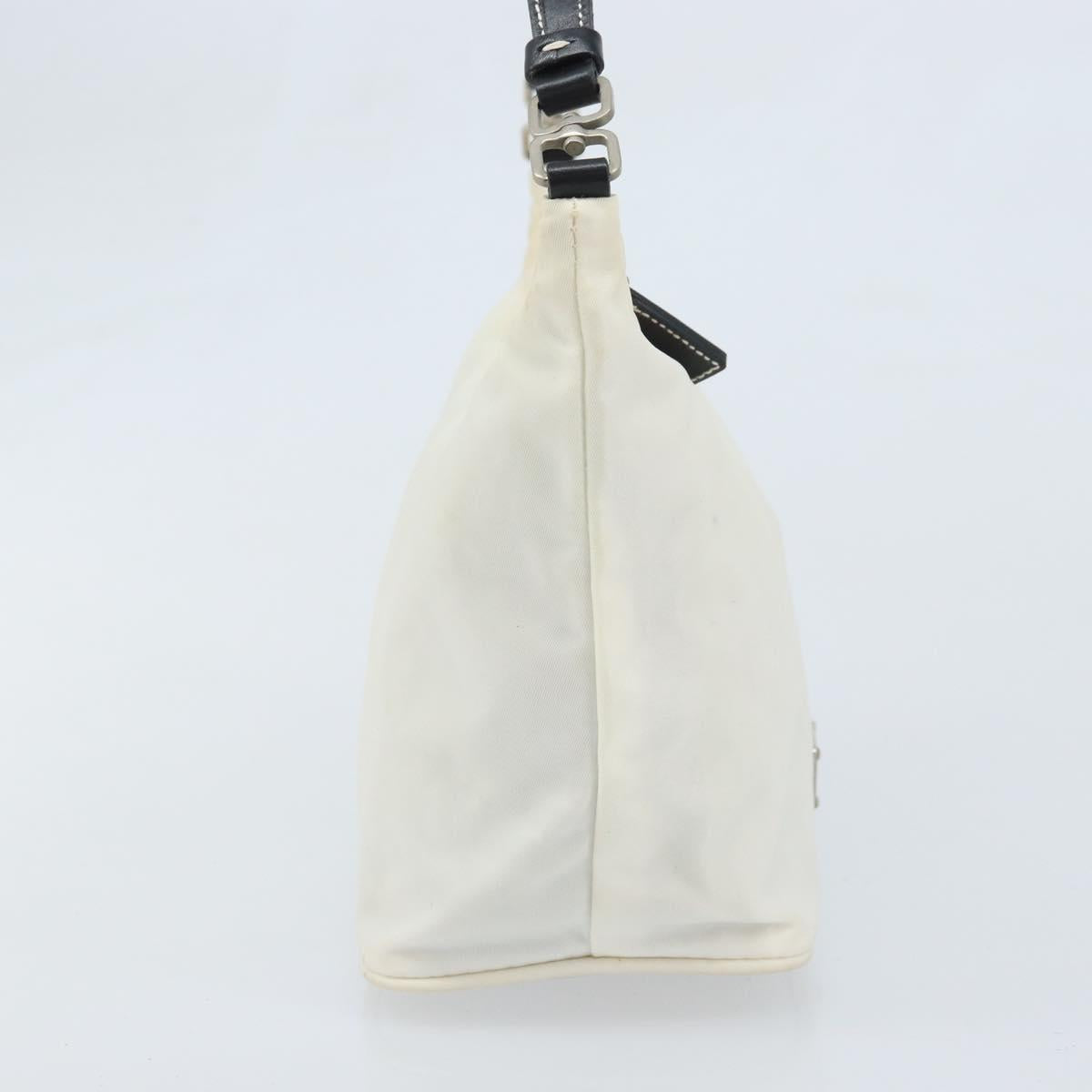 PRADA Hand Bag Nylon Silver White Auth bs34109