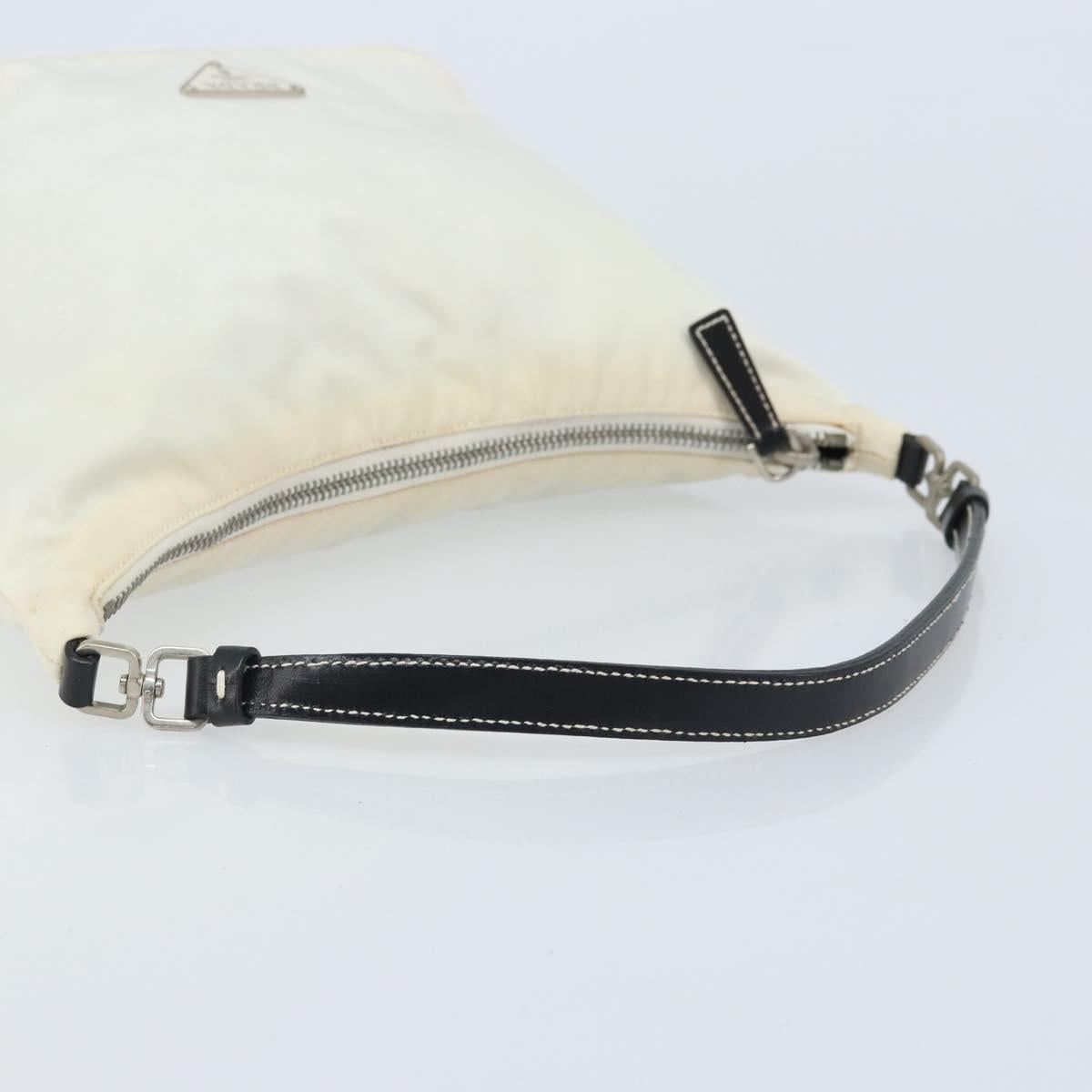 PRADA Hand Bag Nylon Silver White Auth bs34109