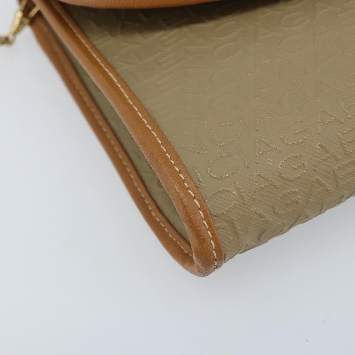 BALENCIAGA Chain Shoulder Bag PVC Leather Beige Gold Auth bs34110