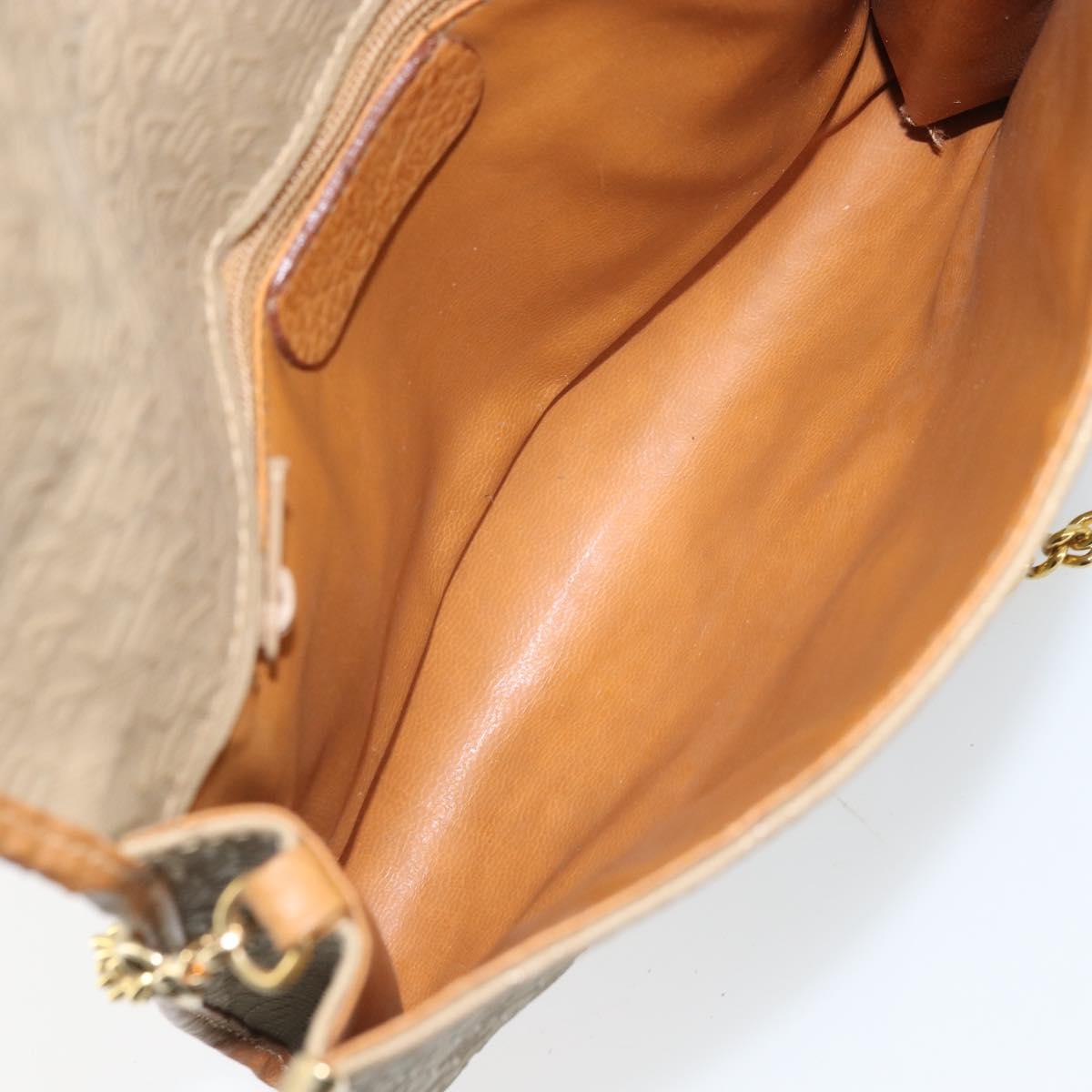 BALENCIAGA Chain Shoulder Bag PVC Leather Beige Gold Auth bs34110