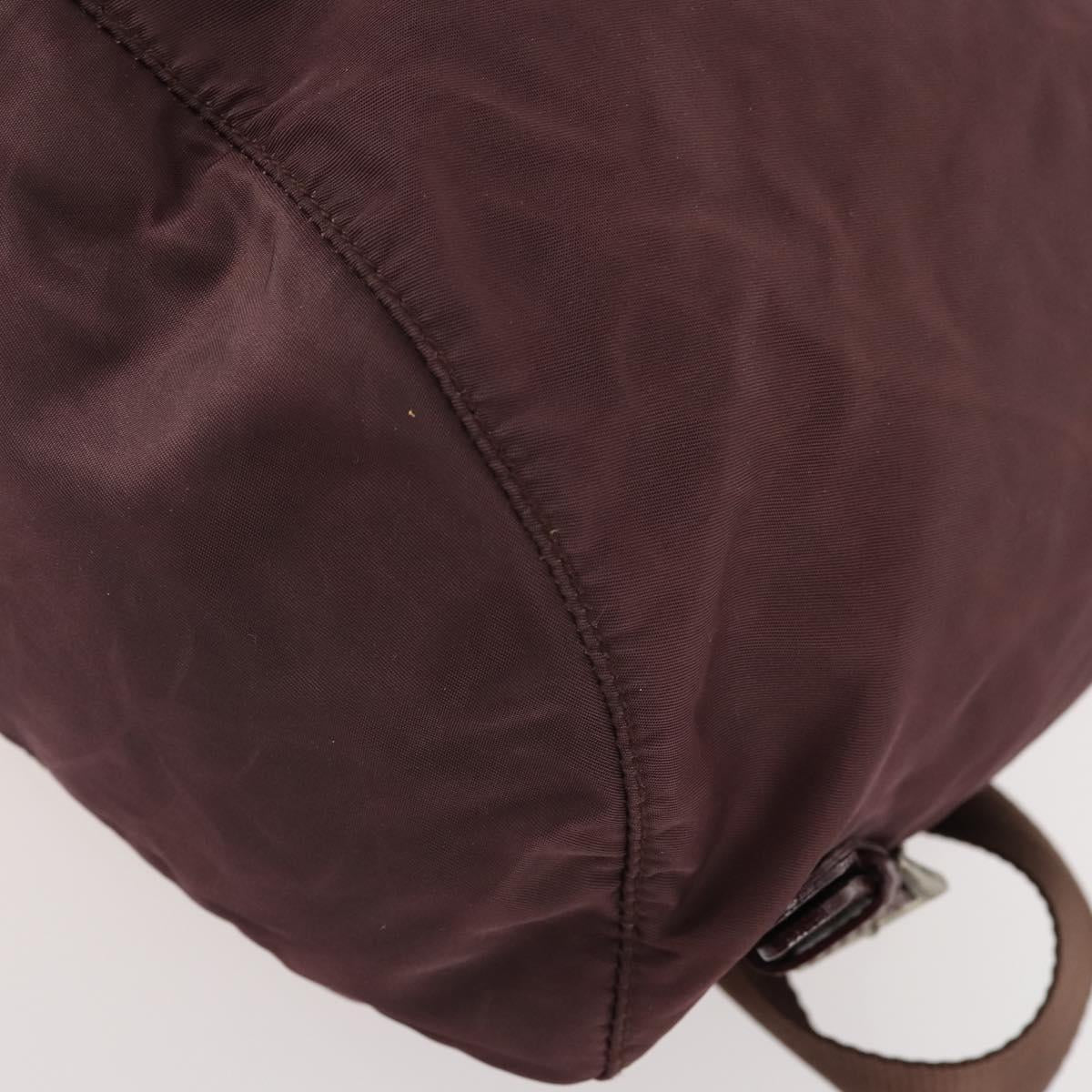 PRADA Backpack Nylon Brown Silver Auth bs34114