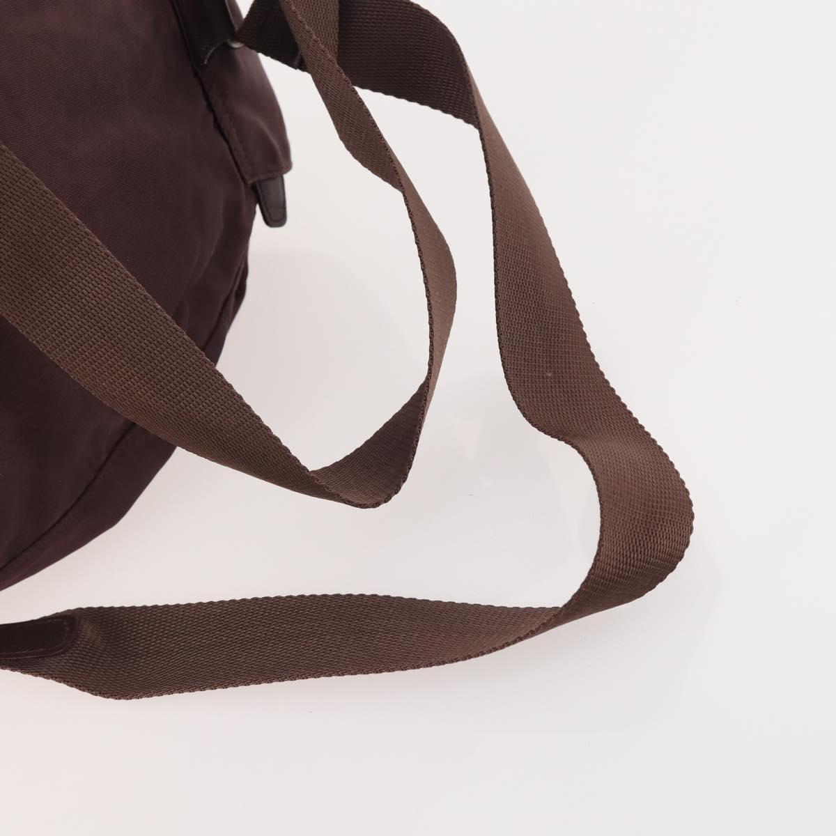 PRADA Backpack Nylon Brown Silver Auth bs34114