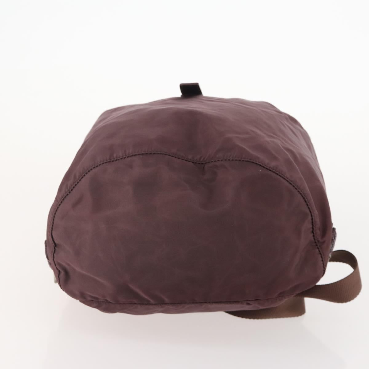 PRADA Backpack Nylon Brown Silver Auth bs34114