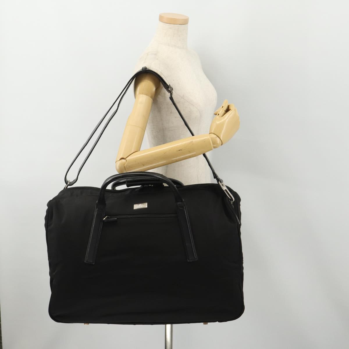 GUCCI Boston Bag Canvas 2way Black Silver 012 0393 12 Auth bs34117