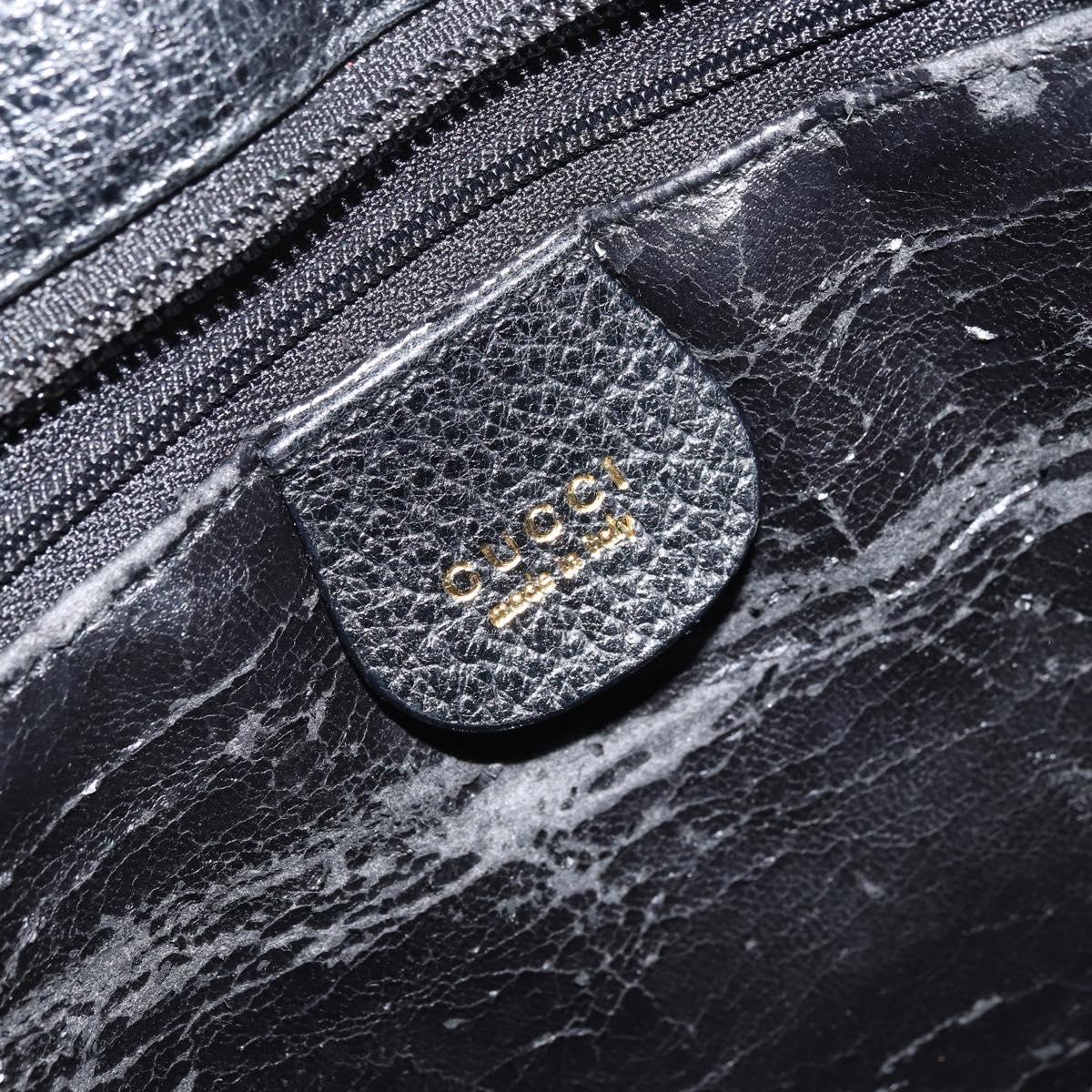 GUCCI Tote Bag Leather Black Gold 002 1817 0336 Auth bs34118