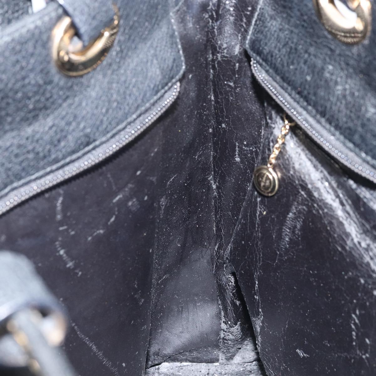 GUCCI Tote Bag Leather Black Gold 002 1817 0336 Auth bs34118