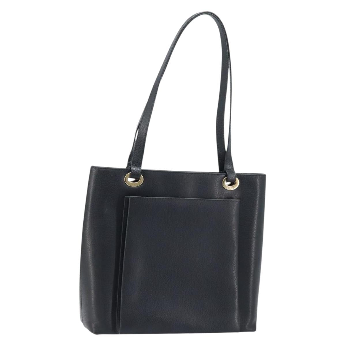 GUCCI Tote Bag Leather Black Gold 002 1817 0336 Auth bs34118