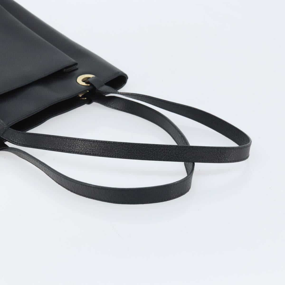 GUCCI Tote Bag Leather Black Gold 002 1817 0336 Auth bs34118