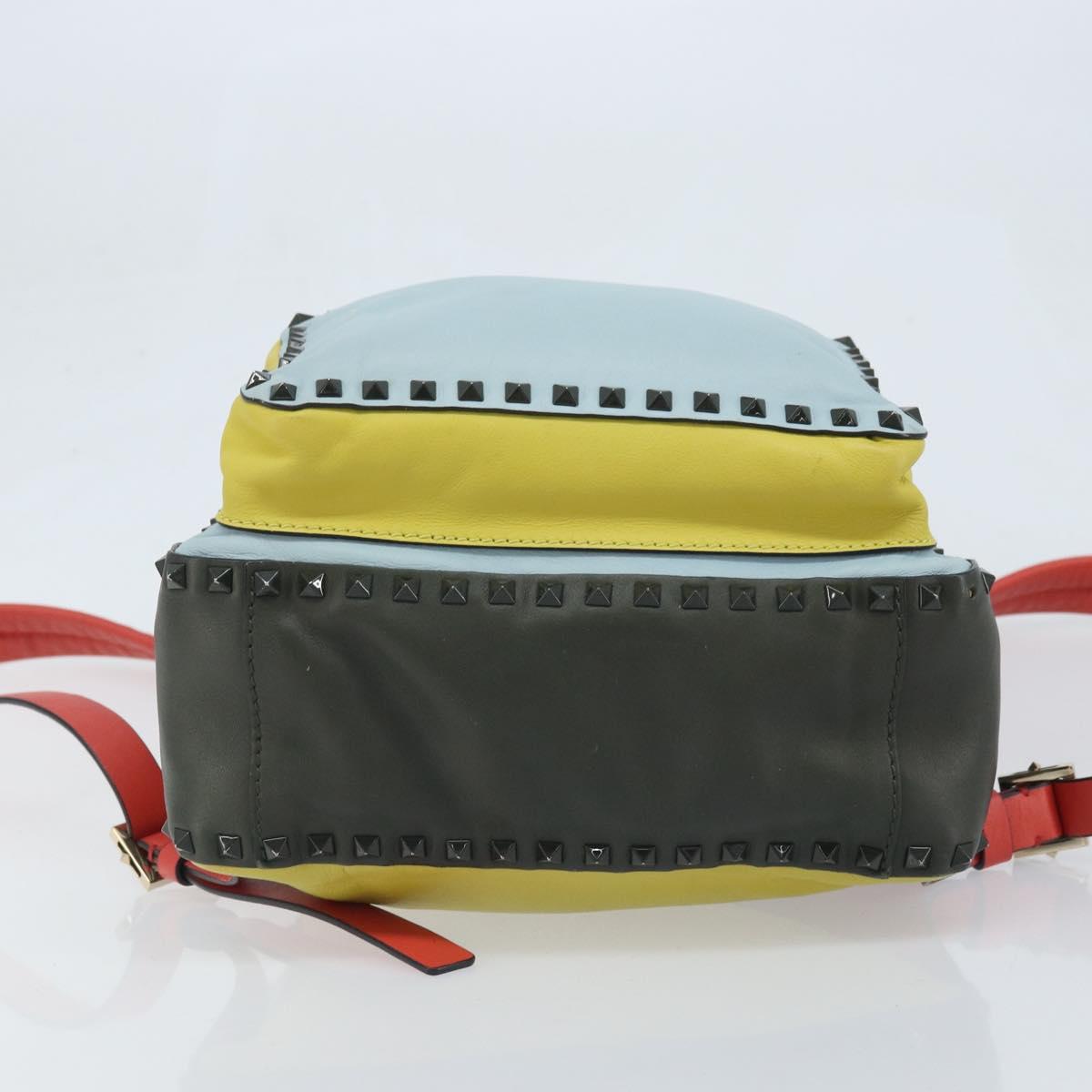 VALENTINO Backpack Leather Light Blue Gold Auth bs34124