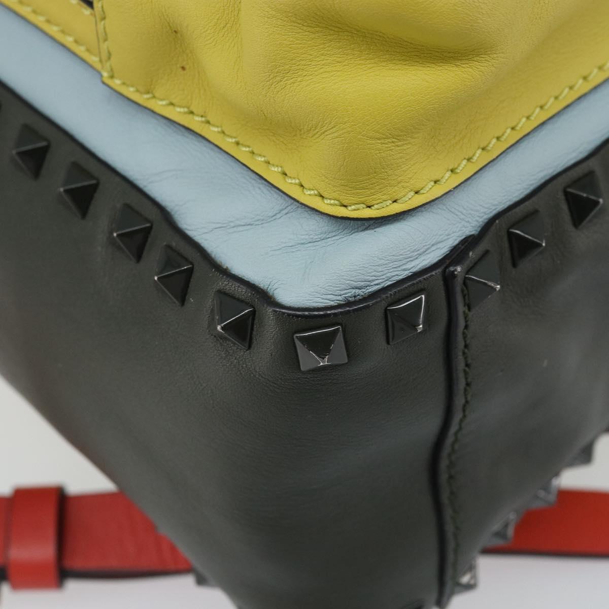 VALENTINO Backpack Leather Light Blue Gold Auth bs34124