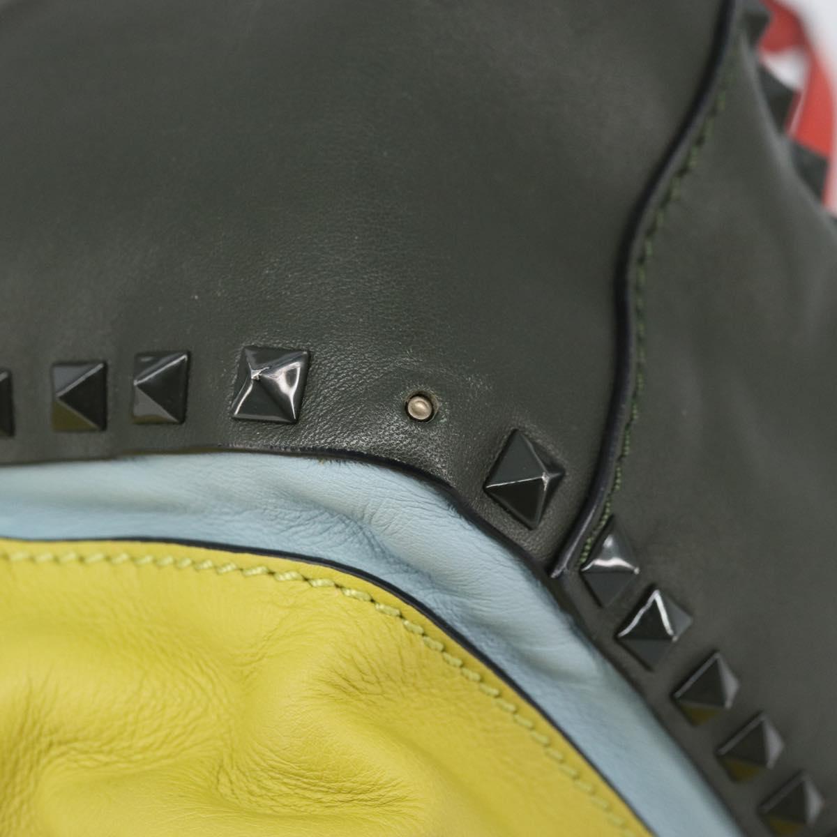 VALENTINO Backpack Leather Light Blue Gold Auth bs34124