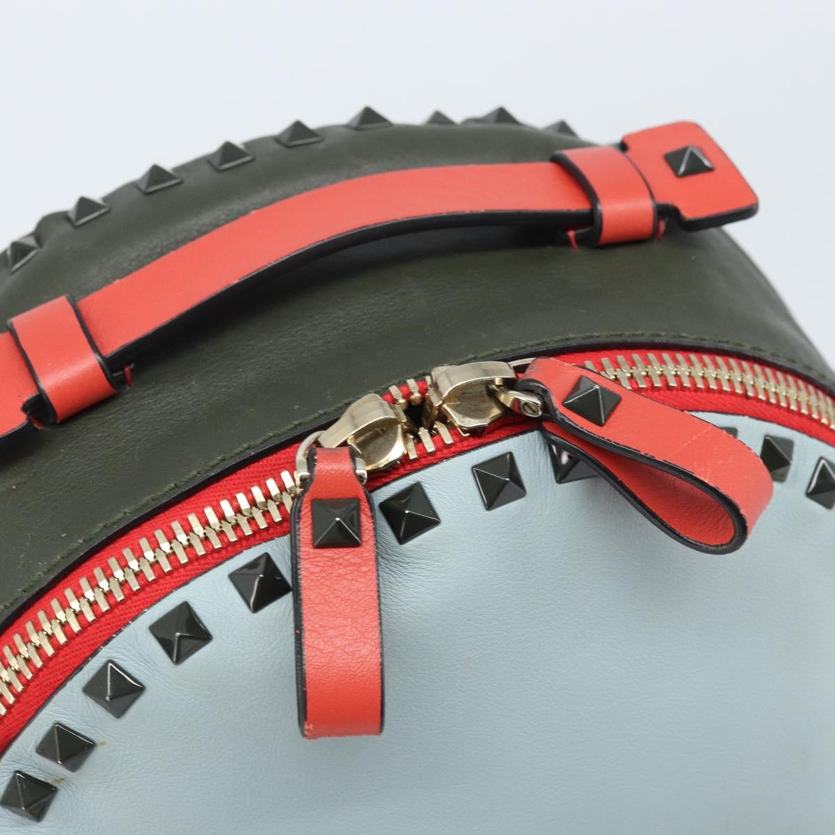 VALENTINO Backpack Leather Light Blue Gold Auth bs34124