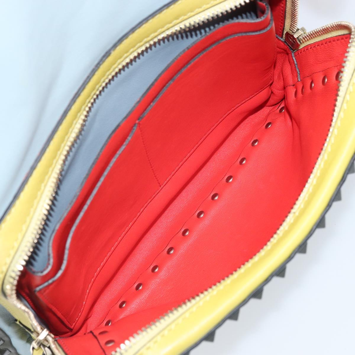 VALENTINO Backpack Leather Light Blue Gold Auth bs34124