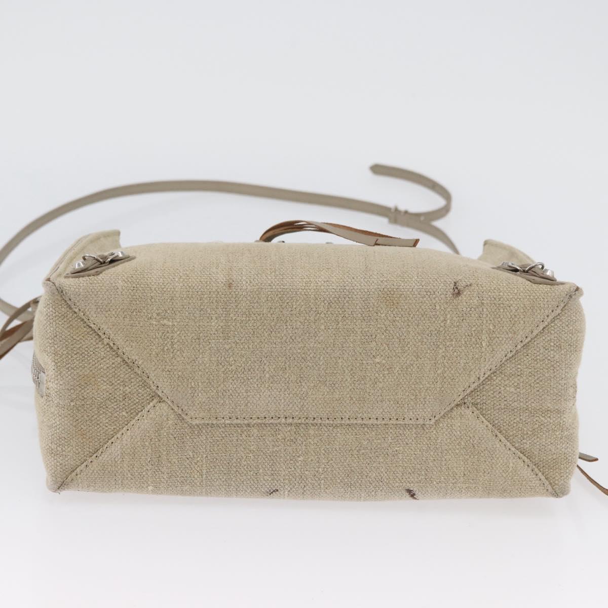 BALENCIAGA Paper A 6 Zip Around Bag Canvas 2way Beige Silver 370926 Auth bs34126