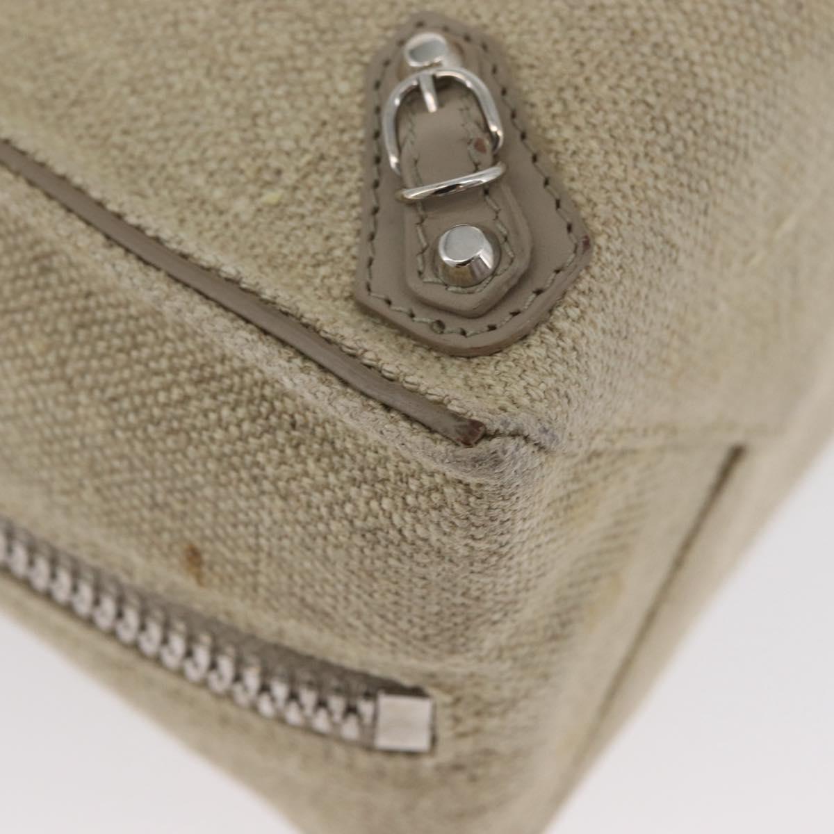 BALENCIAGA Paper A 6 Zip Around Bag Canvas 2way Beige Silver 370926 Auth bs34126