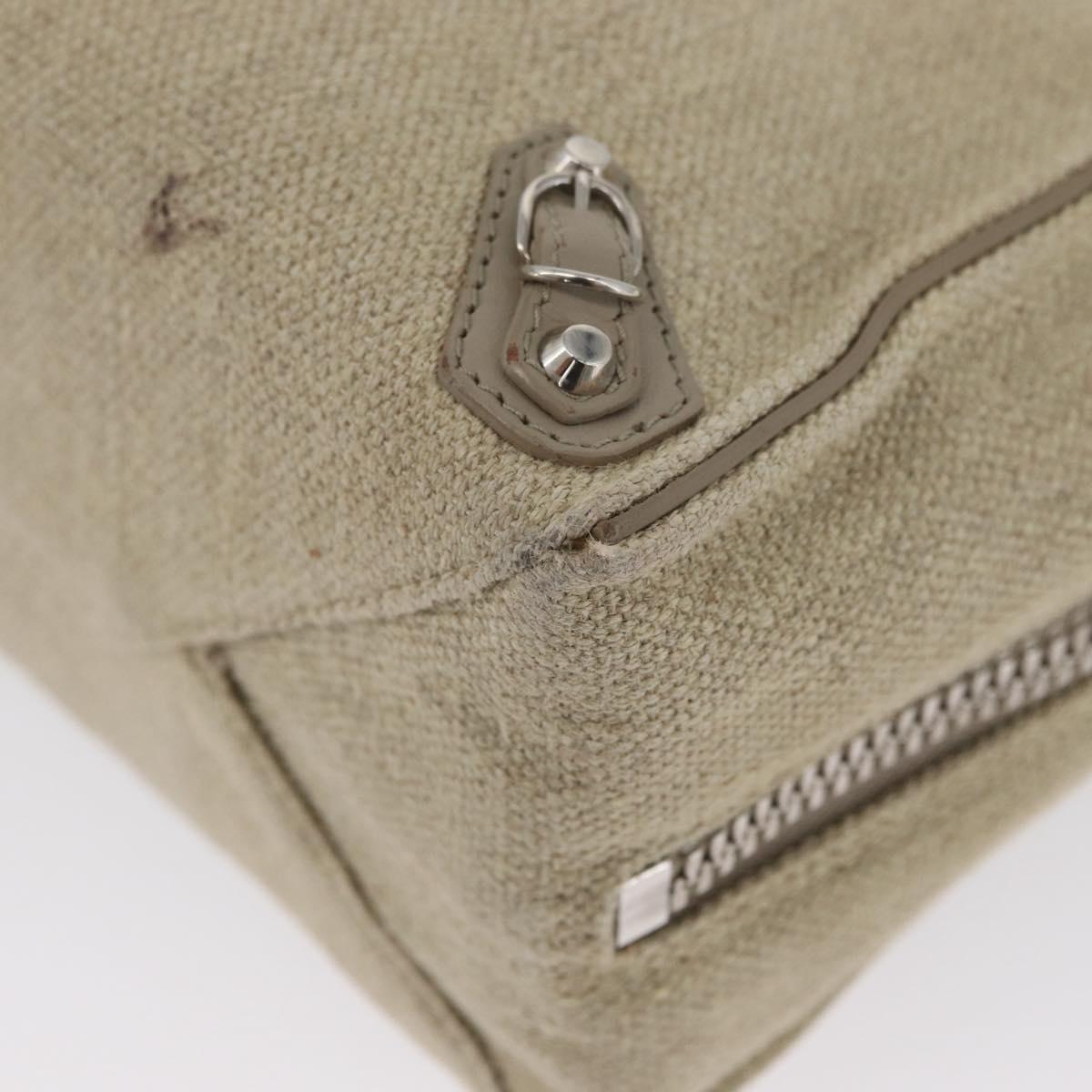 BALENCIAGA Paper A 6 Zip Around Bag Canvas 2way Beige Silver 370926 Auth bs34126