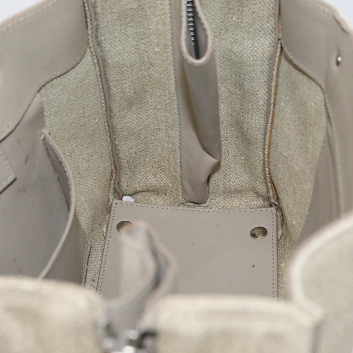 BALENCIAGA Paper A 6 Zip Around Bag Canvas 2way Beige Silver 370926 Auth bs34126