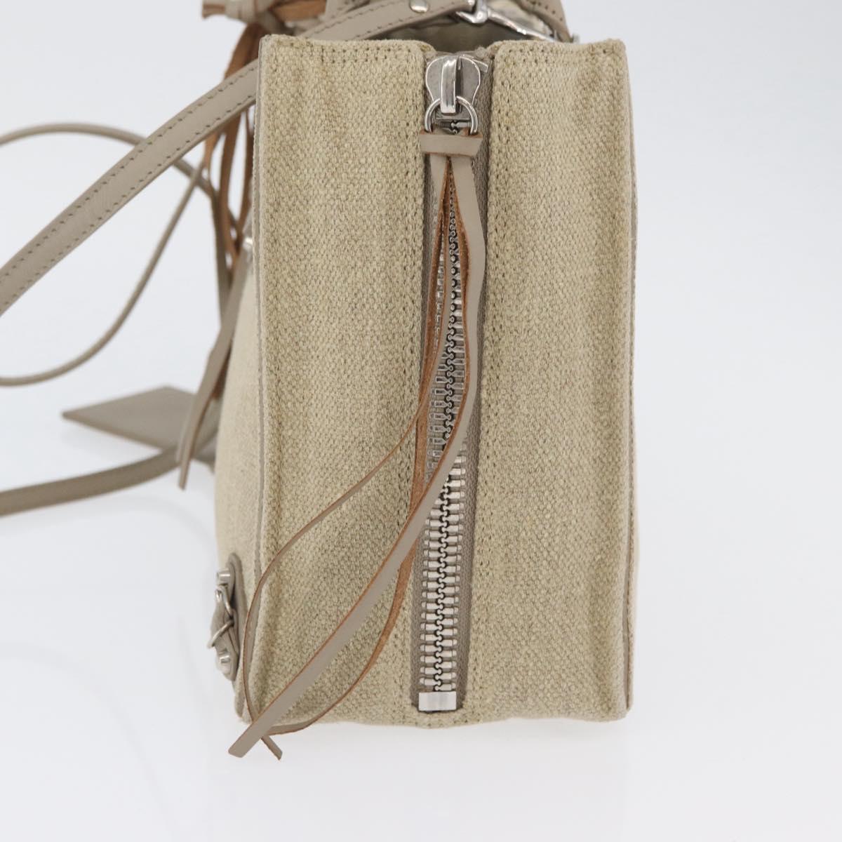 BALENCIAGA Paper A 6 Zip Around Bag Canvas 2way Beige Silver 370926 Auth bs34126