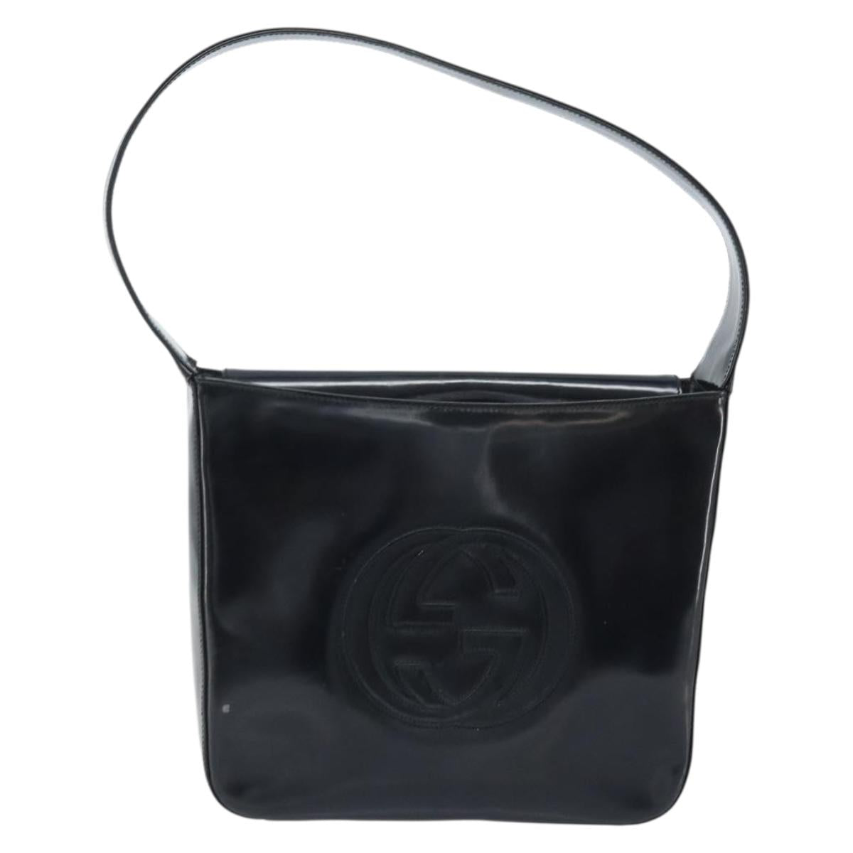 GUCCI Shoulder Bag Patent leather Silver Black 000 1013 0506 Auth bs34127
