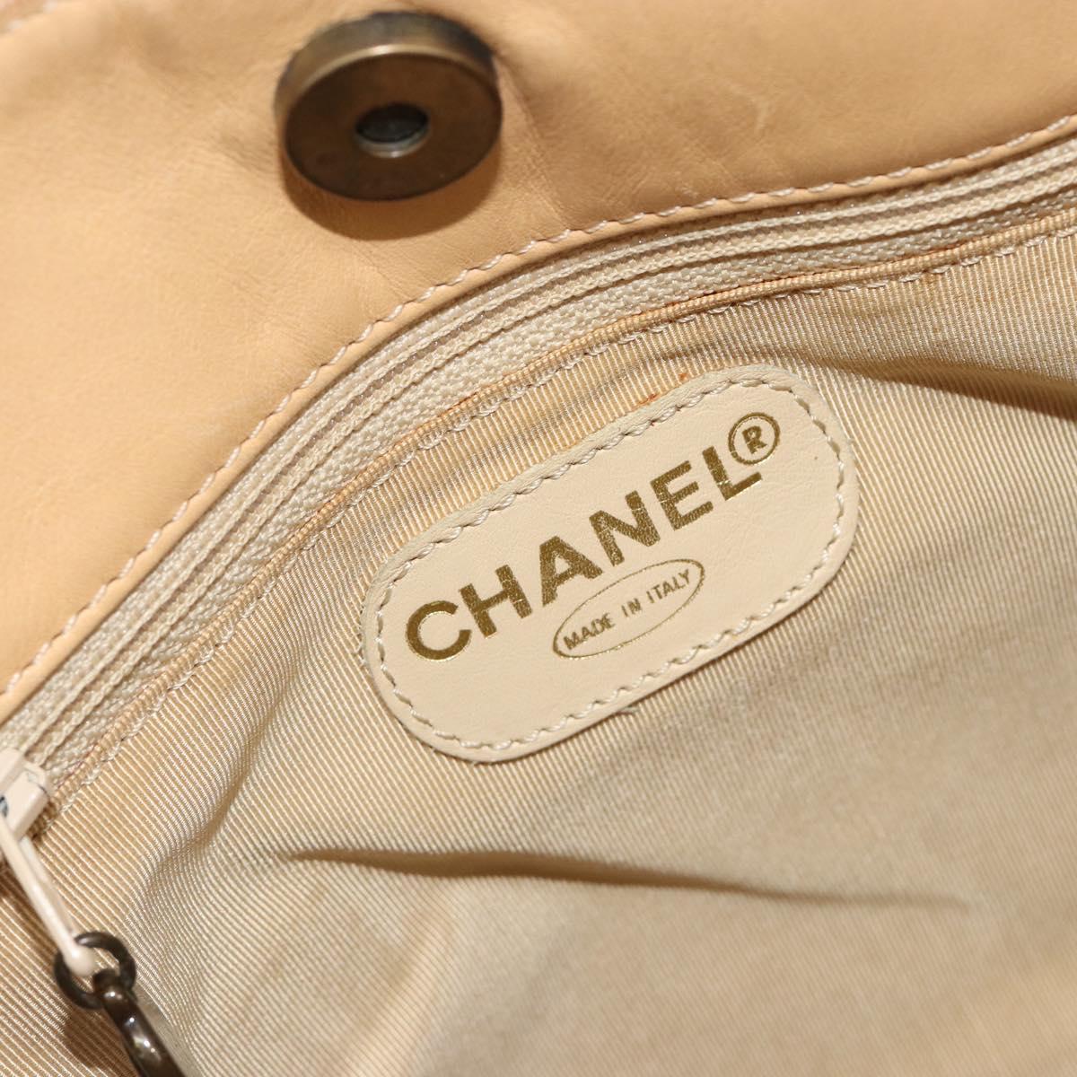 CHANEL Matelasse Tote Bag Lamb Skin Beige CC Auth bs34128