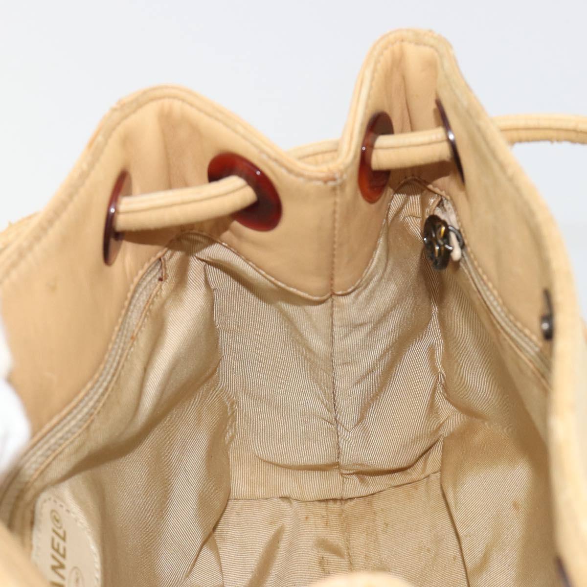 CHANEL Matelasse Tote Bag Lamb Skin Beige CC Auth bs34128