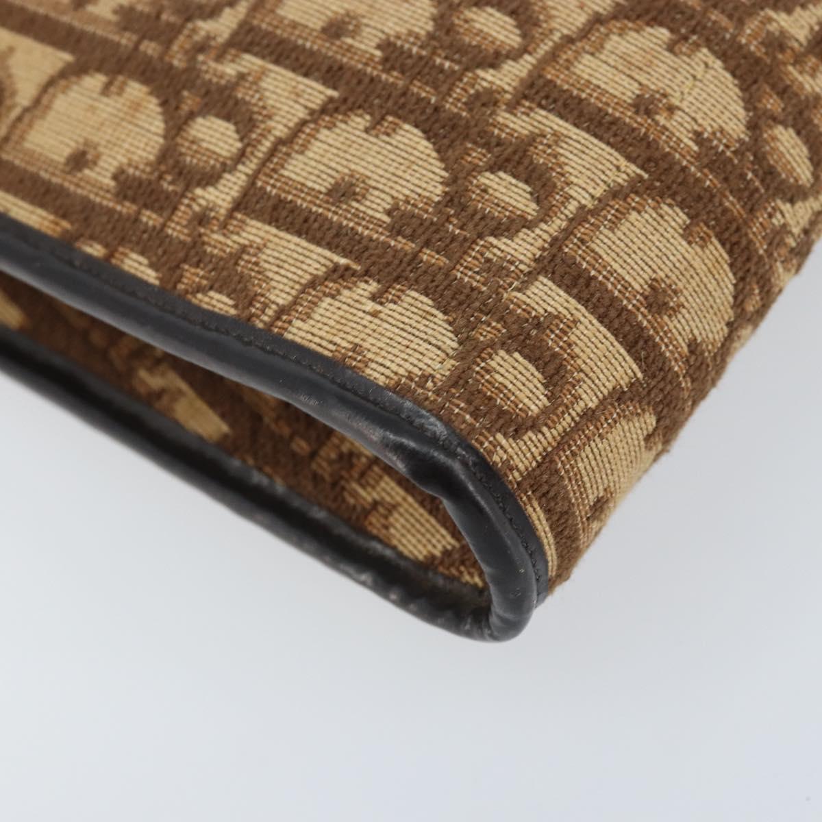 Christian Dior Trotter Canvas Shoulder Bag Brown Gold Auth bs34135