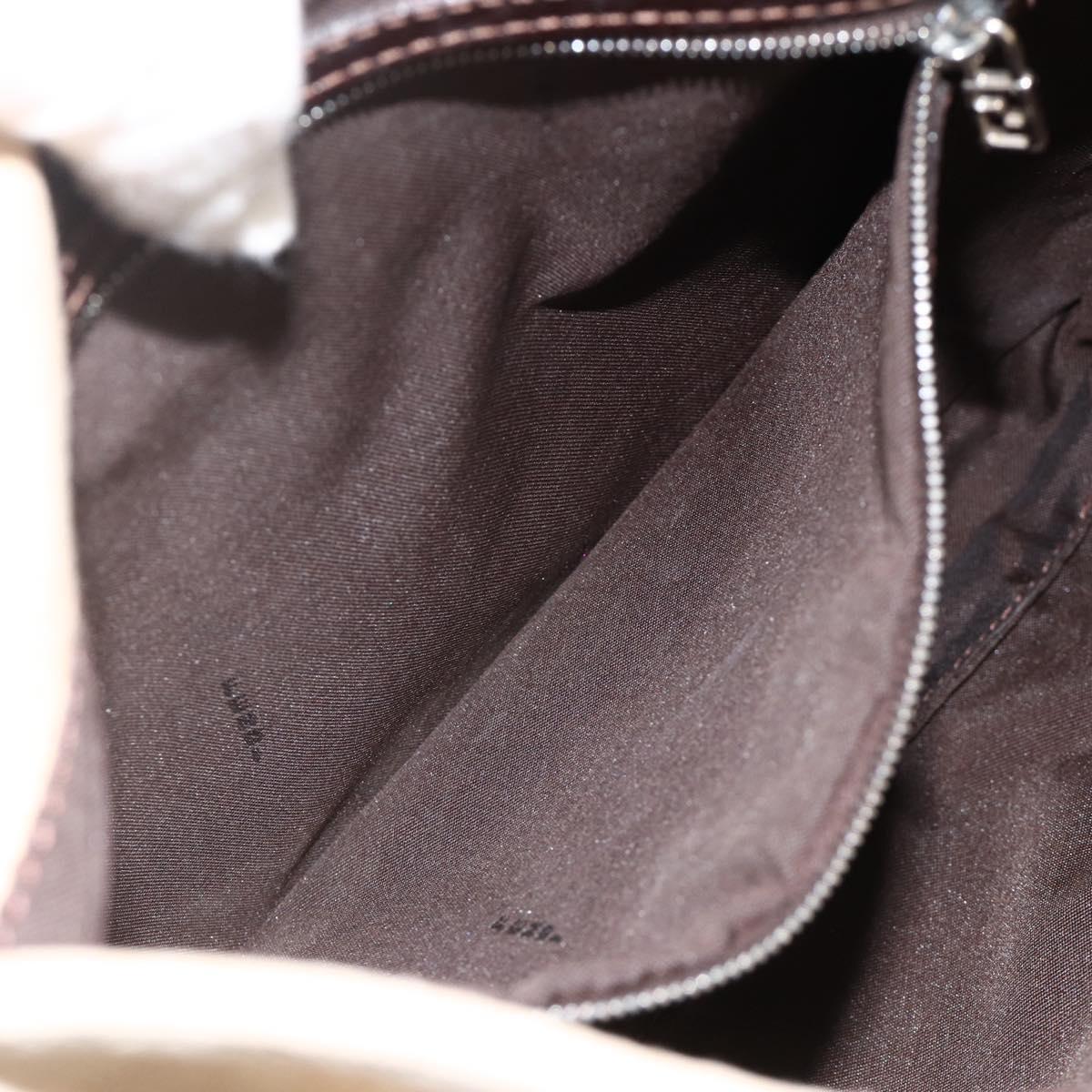 FENDI Zucca Canvas Mamma Baguette Shoulder Bag Beige Silver Auth bs34136A
