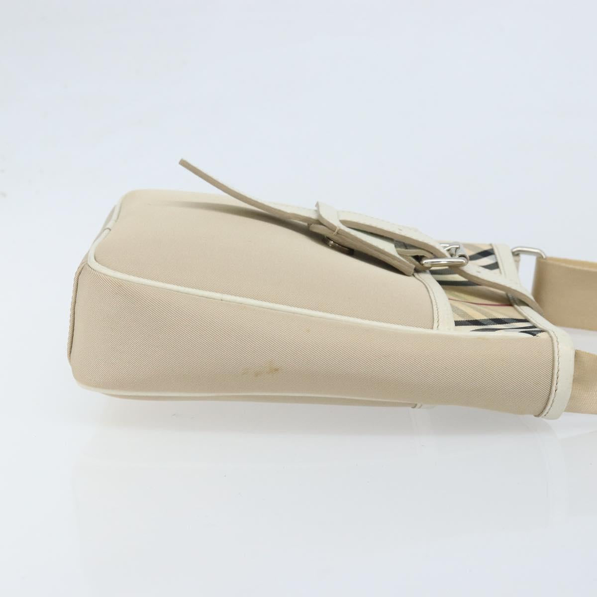 BURBERRY Nova Check Shoulder Bag Nylon Beige Silver Auth bs34138
