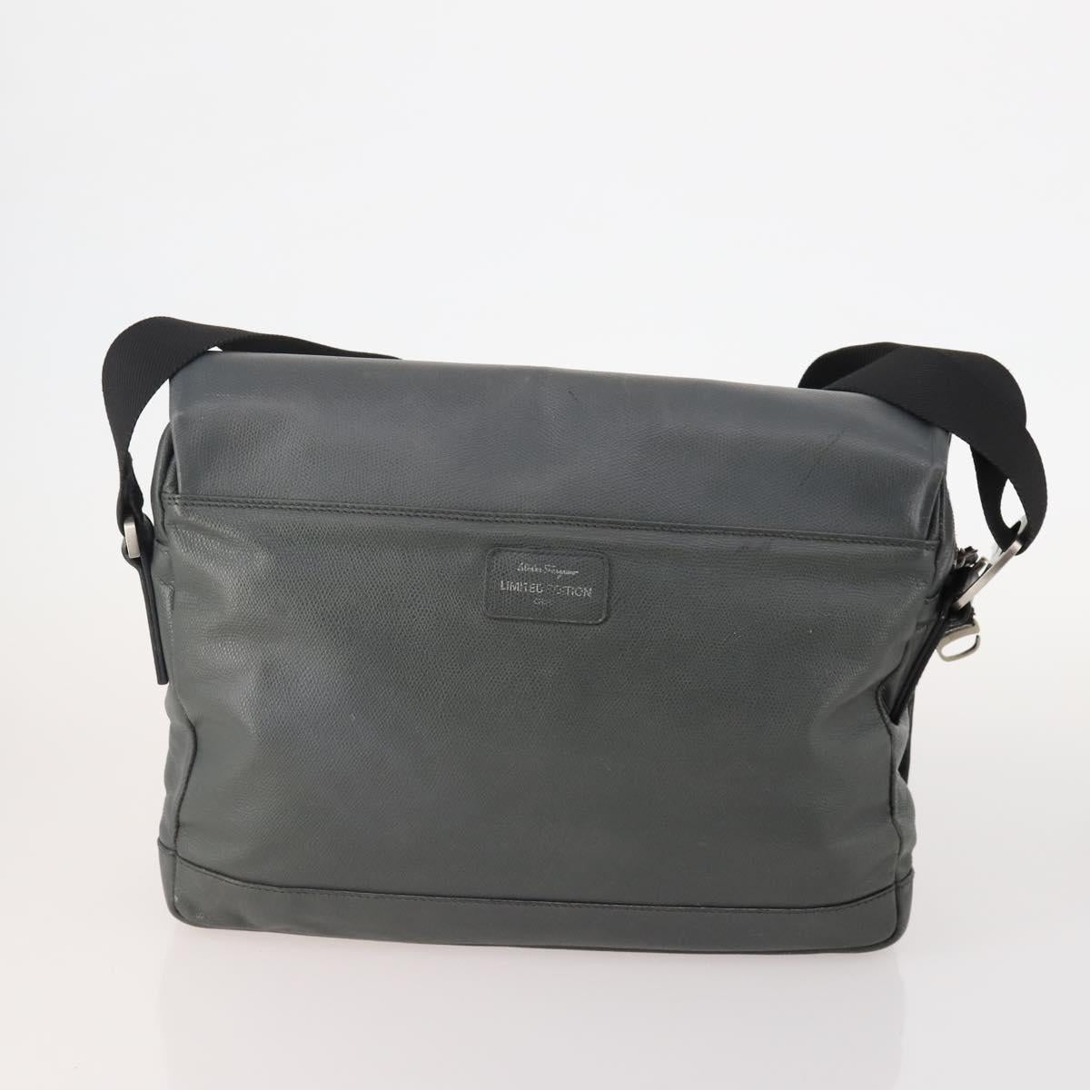 Salvatore Ferragamo Shoulder Bag Leather 2 Set Black Gray Auth bs34139