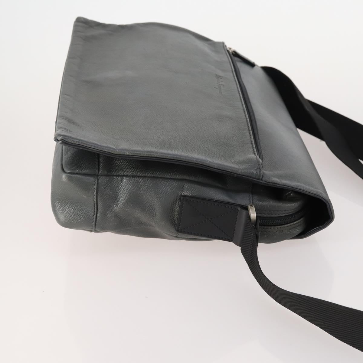 Salvatore Ferragamo Shoulder Bag Leather 2 Set Black Gray Auth bs34139