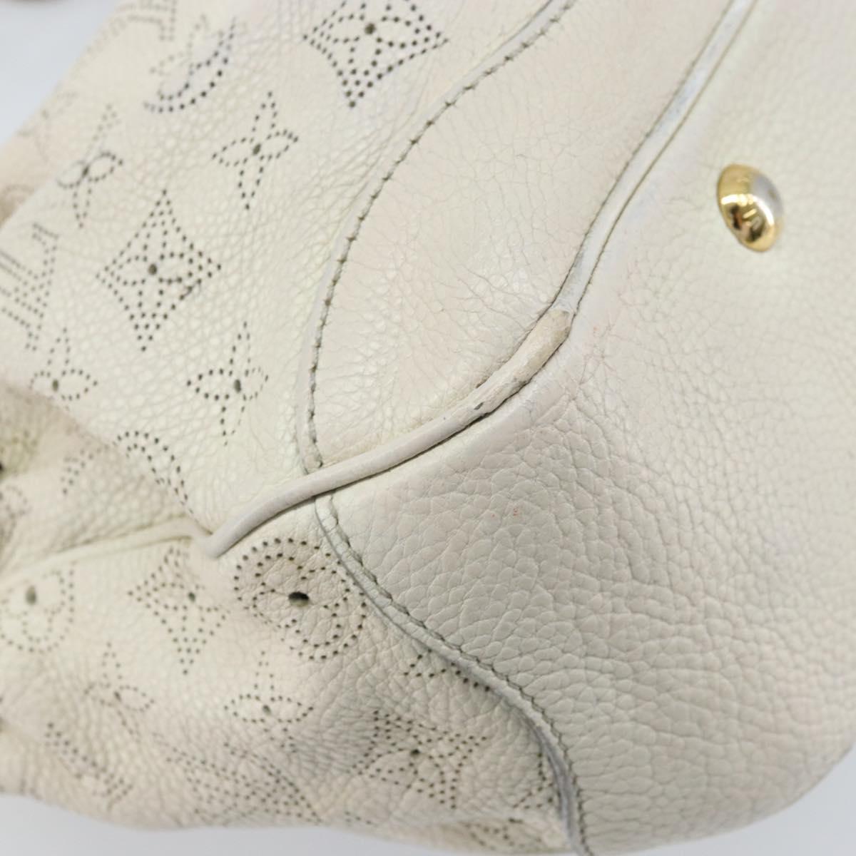 LOUIS VUITTON Mahina Solar PoweredGM Bag Leather White M93128 LV Auth bs34140