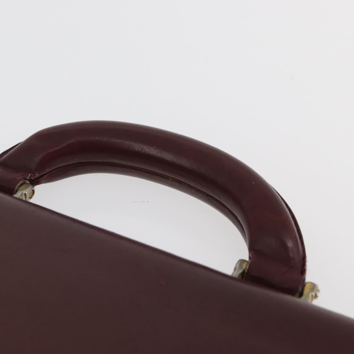 CARTIER Must Line Business Bag Leather Bordeaux Gold Auth bs34144