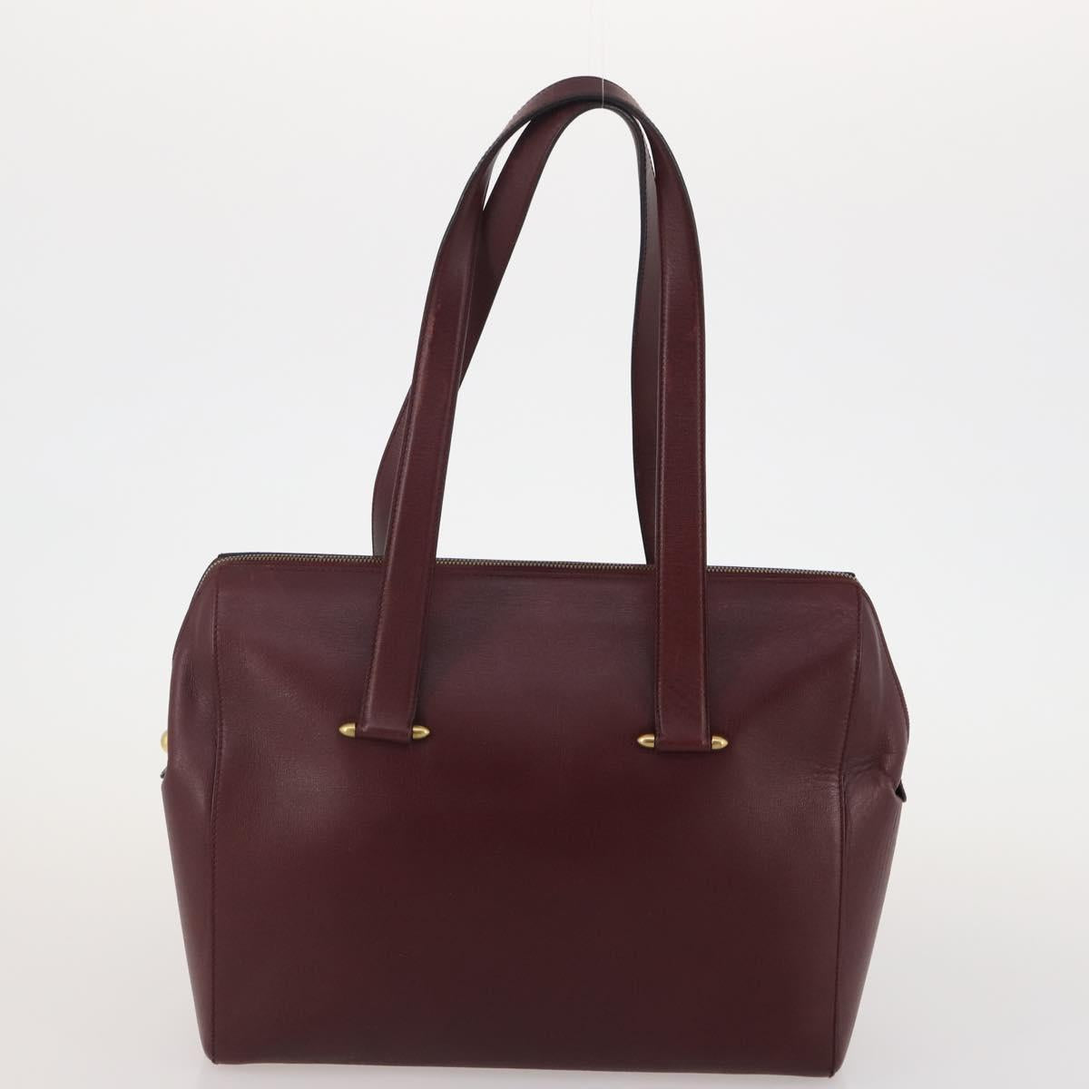 BALLY Cartier Shoulder Bag Leather 2 Set Bordeaux White Auth bs34145