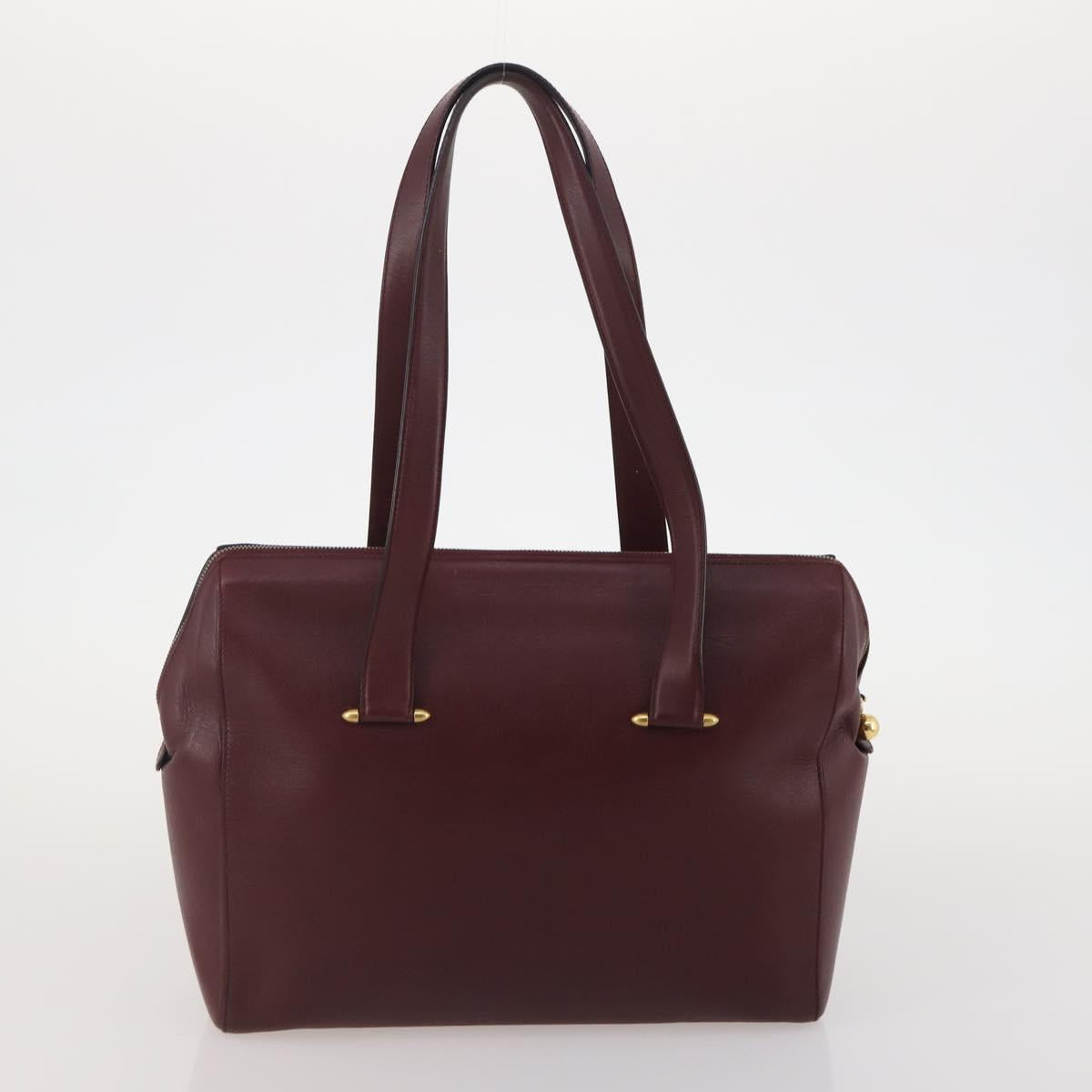 BALLY Cartier Shoulder Bag Leather 2 Set Bordeaux White Auth bs34145
