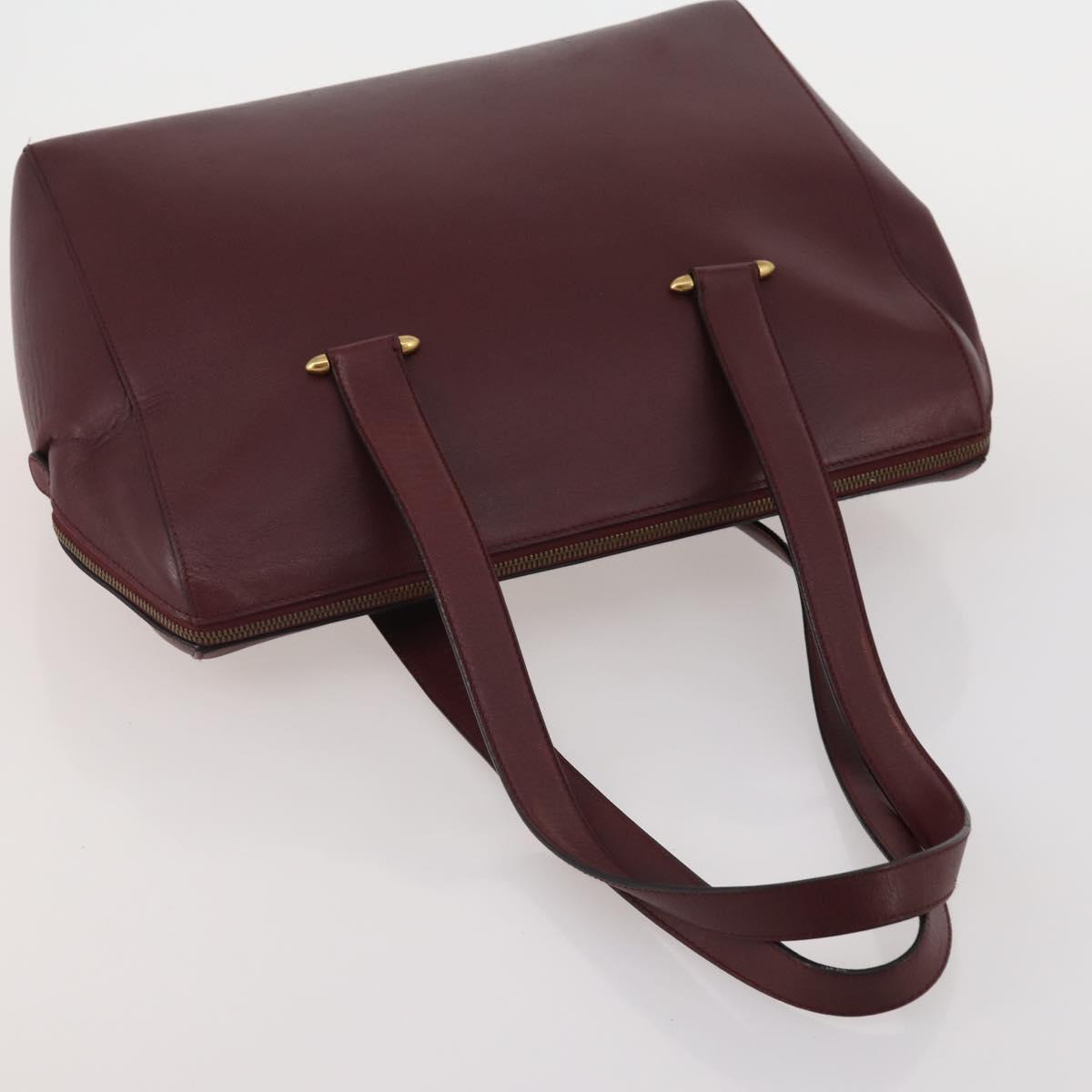 BALLY Cartier Shoulder Bag Leather 2 Set Bordeaux White Auth bs34145