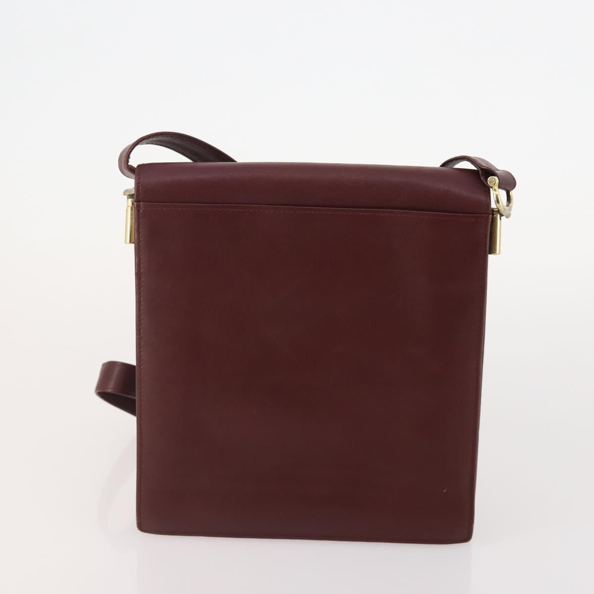 CARTIER Shoulder Bag Leather 2 Set Bordeaux Beige Auth bs34146