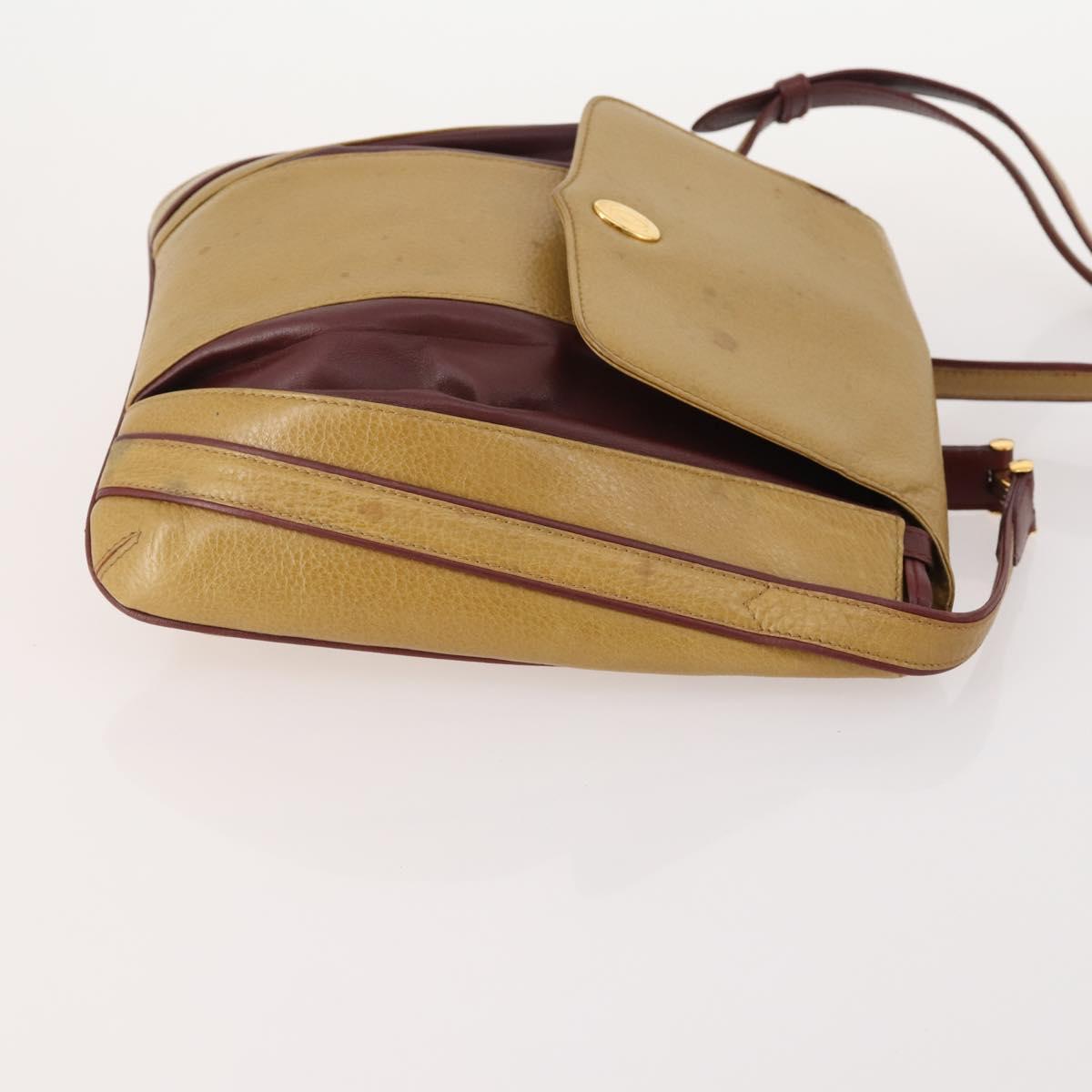 CARTIER Shoulder Bag Leather 2 Set Bordeaux Beige Auth bs34146