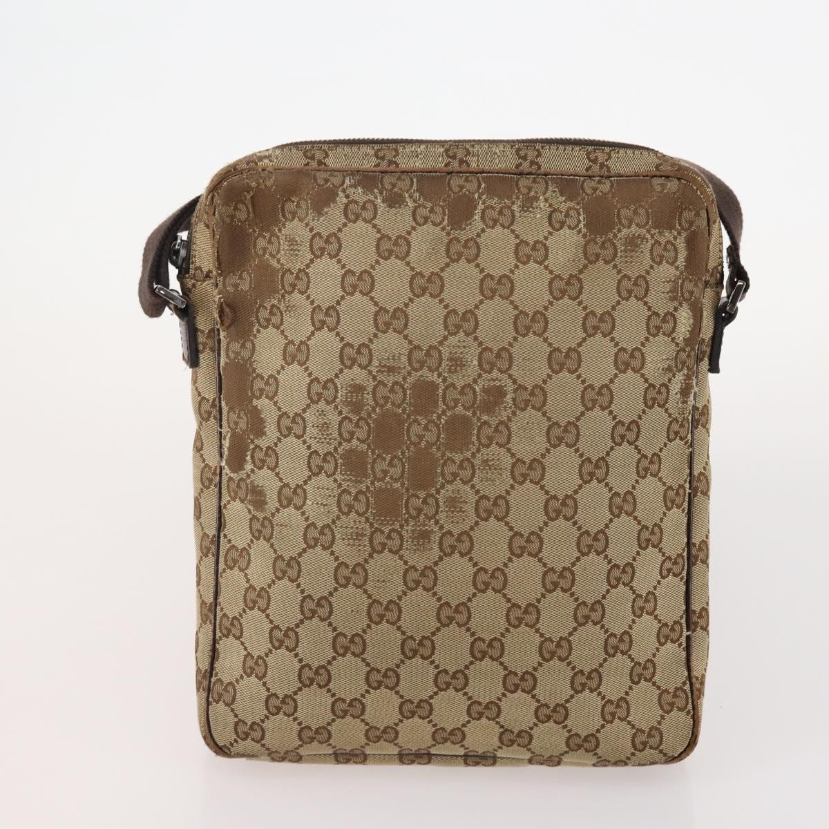 GUCCI GG Canvas Shoulder Bag Leather 3 Set Black Beige Auth bs34147