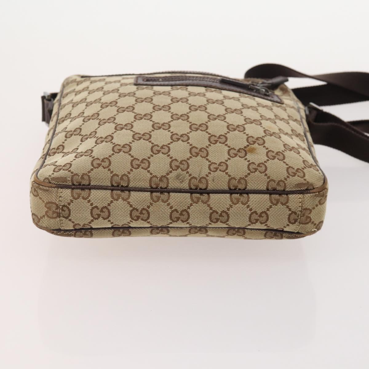 GUCCI GG Canvas Shoulder Bag Leather 3 Set Black Beige Auth bs34147