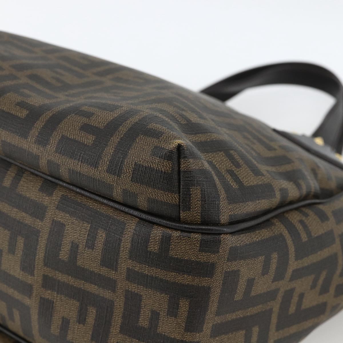 FENDI Zucca Canvas Hand Bag Black Brown Auth bs34149
