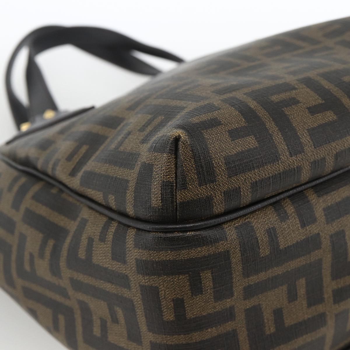 FENDI Zucca Canvas Hand Bag Black Brown Auth bs34149
