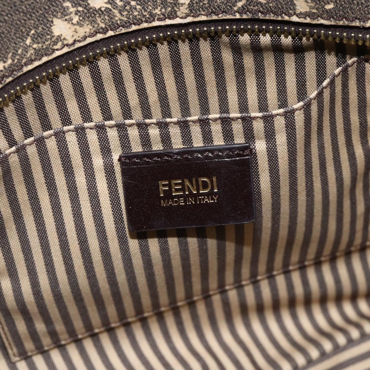 FENDI Zucca Canvas Hand Bag Black Brown Auth bs34149