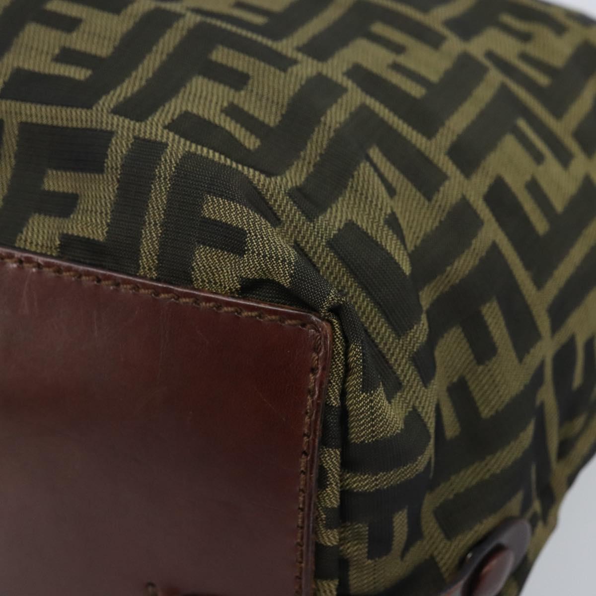 FENDI Zucca Canvas Hand Bag Black Brown Auth bs34150