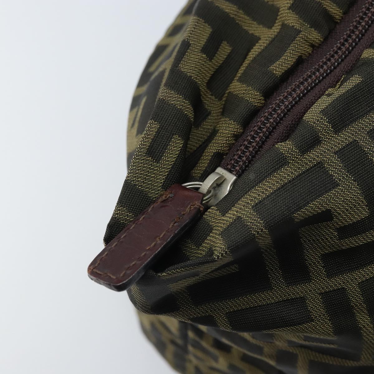 FENDI Zucca Canvas Hand Bag Black Brown Auth bs34150
