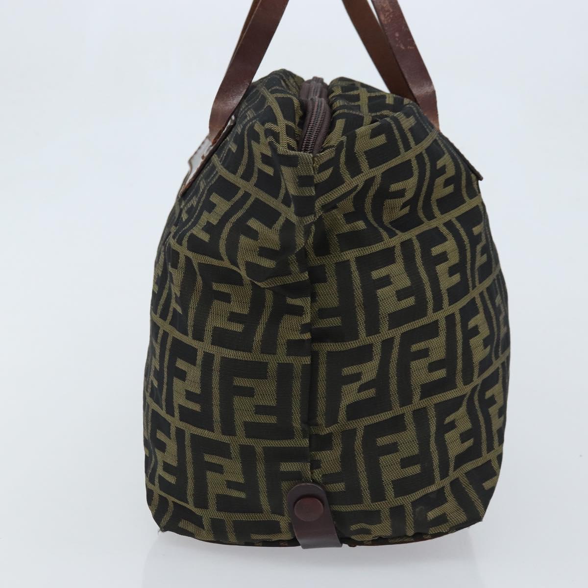 FENDI Zucca Canvas Hand Bag Black Brown Auth bs34150