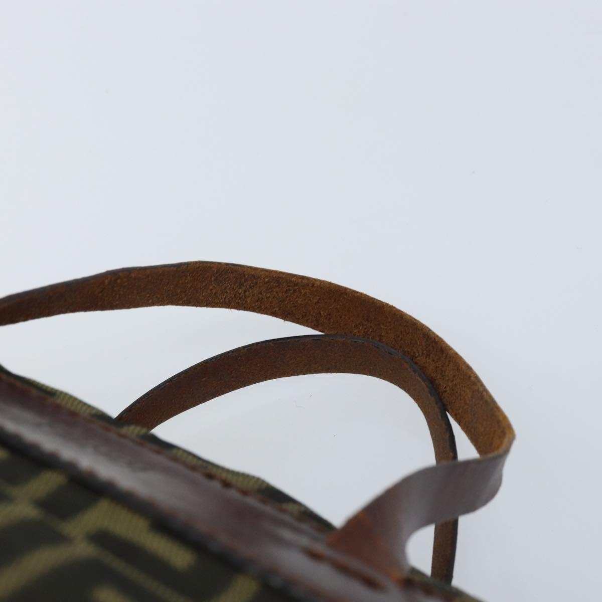 FENDI Zucca Canvas Hand Bag Black Brown Auth bs34150
